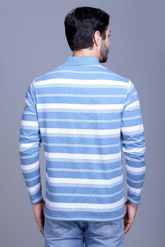 Image of SANE ORIGINALS Full Sleeves Polo T-Shirt for Men with Pocket || Stripe Collar and Pocket T-Shirt for Men Long Sleeves