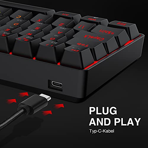 havit 60% Mechanische Tastatur und Maus mit Kabel, Type C kabelgebundene 61 Tasten Gaming Tastatur QWERTZ mit Rot Schalter, Programmierbare RGB Gaming Maus (KB611L) - Image 7