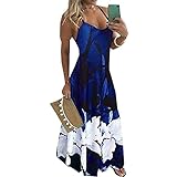 Vestido con Estampado Floral Vintage Sexy Correa De Espagueti con Cuello En V Vestidos Largos Mujer Verano Vestidos De Playa TúNica De Fiesta