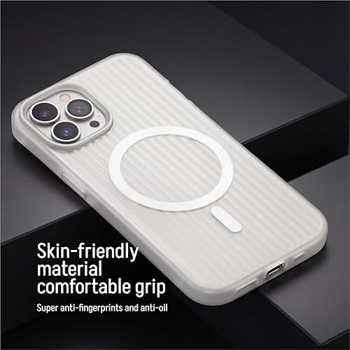 Image of amazon basics Streak Magnetic Protective Cover Compatible with iPhone 15 Pro Max | MagSafe | Camera Protection|Anti Shock,Scratch Resistant|Wireless Charging - White