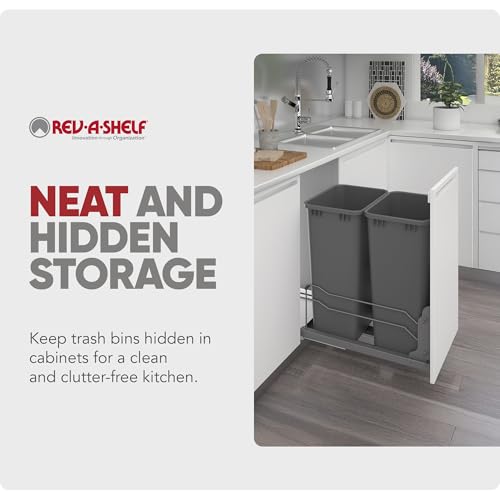 Image of Rev-A-Shelf Double Pullout Trash Can w /Soft-Close Slides, 14.5 inch Min Opening