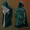 Celanisai Men's Gothic Punk Hoodie Vintage Retro Black Hooded Jacket Hoodie Sweatshirt Jacket Hooded Sweat Jacket Party Leisure Clothing Medieval Autumn Coat Biker Jacket, P Green, 4XL #1