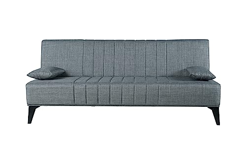 MUEBLIX.COM | Sofá Cama Ponza | Sofá 3 Plazas | Sillón Cama | Sofa-Cama | Mecanismo Click-Clack | Sofá de Diseño | Color Gris