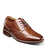 Florsheim Boy's, Rucci JR Wingtip Oxford - Little Kid & Big Kid, Cognac, 4 Big Kid