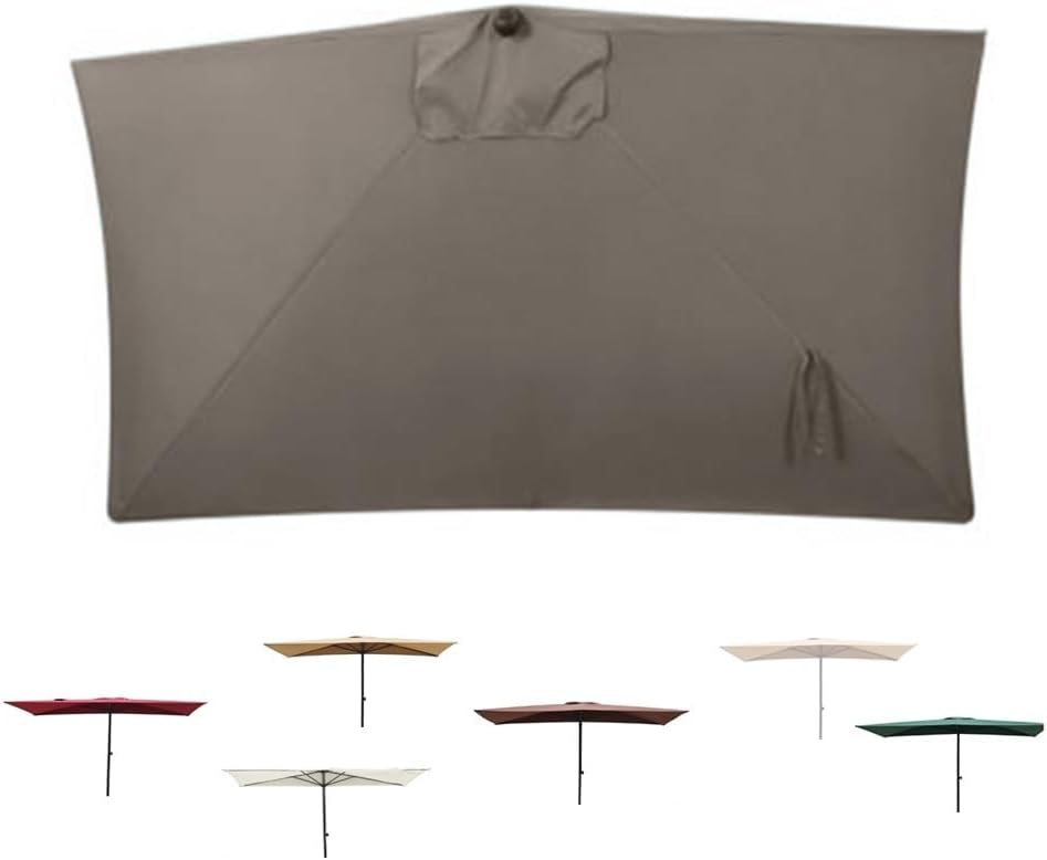Replacement Canopy for 6.5' & 8' Patio Umbrellas - Rectangular Outdoor Parasol Top Cover, 5 Ribs, Durable Cloth, Ideal for Market & Garden Use