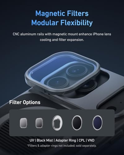 Master Grip Kit for iPhone 17 Series,Magnetic Phone Camera Grip with Selfie Light+UV Filters,Creator Kit Battery Wireless Charging Powergrip-Cooling Graphene Case (iPhone 17 Pro Max Creator Combo) - image 7
