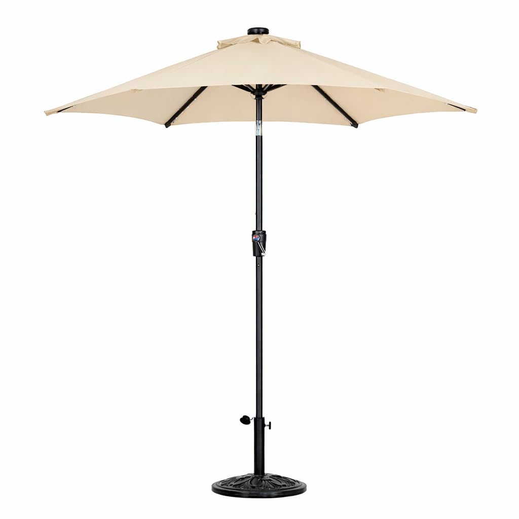 Jack Stonehouse Beige Jsh 2.7M Straight Garden Parasol | Outdoor Tilting Round Garden Patio Sun Shade | Uv 30+ Protection Crank Handle & Tilt | 360 Degrees Sunshade Umbrella (Beige)