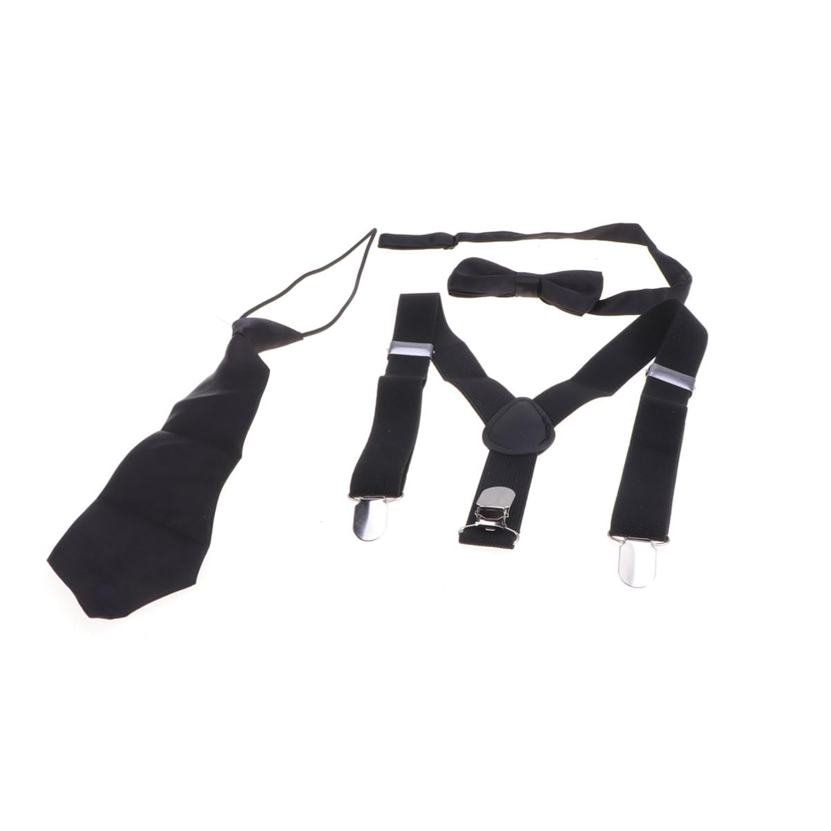 WOFASHPURET Elastic Children's Bow Tie Tie Set Boys Suspenders Solid Color Neckties Comfortable Easy to Wear