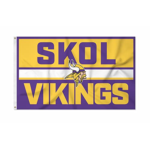 Rico Industries NFL Football Minnesota Vikings Bold 3 x 5 Banner Flag Single Sided - Indoor or Outdoor - Home Dcor
