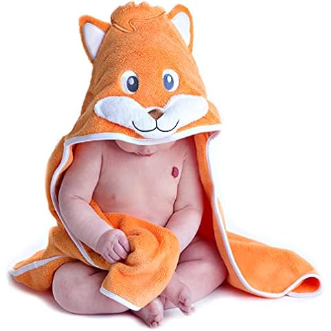 Hooded Baby Towel - Fox Design - Ultra Soft and Absorbent - Durable Baby Towel with Hood - Perfect for Girls and Boys by Little Tinkers World Cover