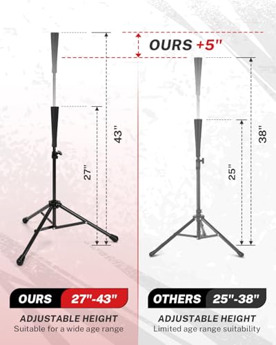 Image of Gonex Baseball Batting Tee for Kids Women & Men Travel Tee Ball Tripod for Baseball Practice Training Aid, Softball T-Ball Hitting Tee for Youth & Adult, Collapsible Portable, with Carrying Bag
