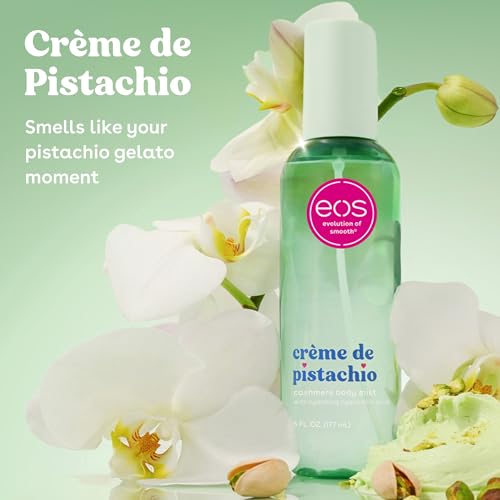 Image of eos Cashmere Body Mist, Creme de Pistachio, body spray for women, hair mist, moisturizing, hyaluronic acid, glycerin, vegan, cruelty-free, 6 fl oz