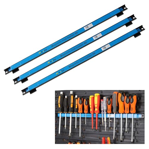 botle 3 barras de herramientas magnéticas de metal, longitud de 60 cm, color negro, soporte para herramientas, imán fuerte, para placas de herramientas de la marca, ángulos de fijación para