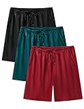 SWOMOG Men's Silk Boxers 3 Pack Satin Boxers for Men with Pockets Lounge Short Botton Satin Sleeping Shorts Pj Bottoms