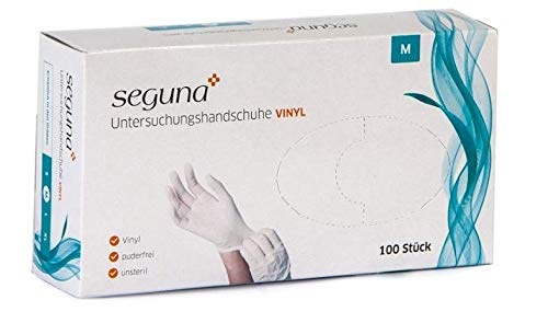 SEGUNA Einweghandschuhe Vinyl, 100 Stück, Gr. S, M, L, XL, latexfrei, puderfrei, Vinyl Handschuhe, Einmalhandschuhe