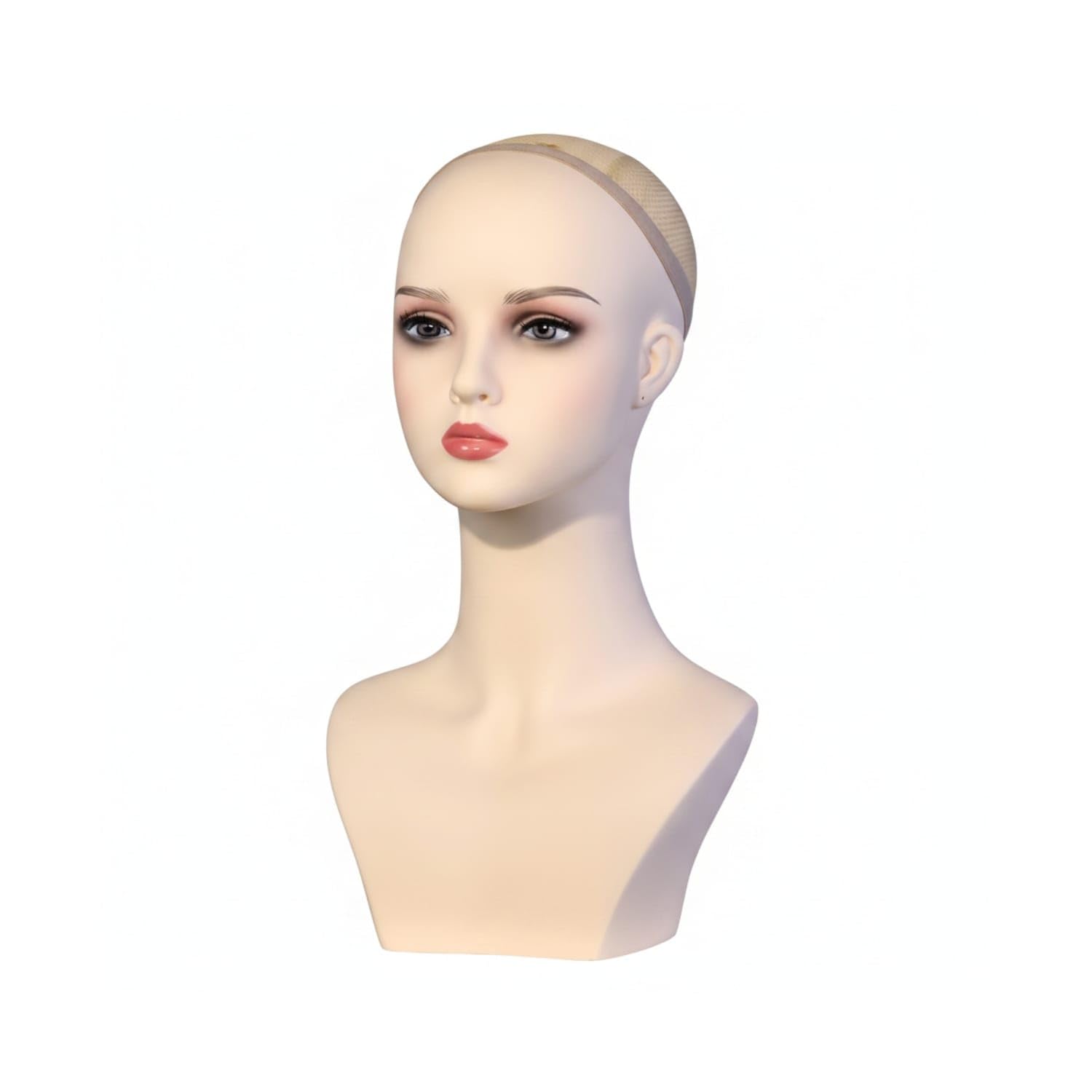 Realistic Mannequin Head with Shoulders Female Mannequin Head Bald Hairpiece Holder Stand Skin-Toned for Hair Stylists, Cosplayers, Storefronts, Photography Studios, EU Style PVC Makeup-image-15