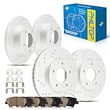 PHILTOP Front and Rear Brakes And Rotors kit for 2011-2016 Hyundai Elantra, Kia Forte, 4x Drilled and Slotted Disc Brake Rotor+8x Brake Pads 31584+D1543+31603+D1544(Front 11.02inch, Rear 10.31inch)