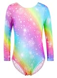 DAXIANG Long Sleeve Rainbow Gymnastics Leotards Bodysuits for Girls Kids 3-4 Years