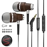 Symphonized NRG 3.0 Earbuds | Wood In-ear Noise-isolating Headphones with Mic & Volume Control (Black Night & Hazy Gray)