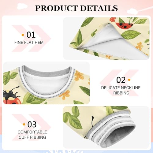 Ladybug and Leaf Girls Dresses Long Sleeve Sweatshirt Dress for Girls Winter Toddler Casual A Line Dresses Size 2-8T3