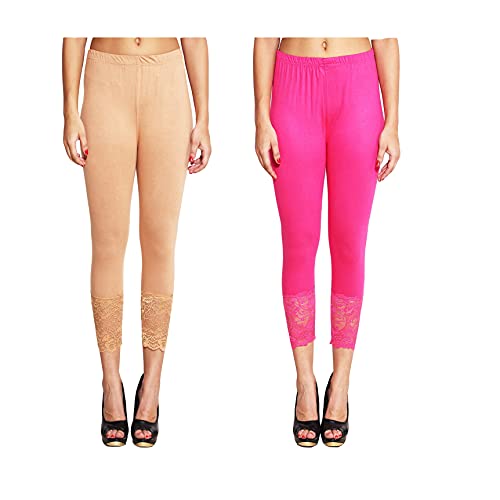 Image of Snowball Lace Capri Leggings for Women | PlusSize Stylish Net Capri for Girls