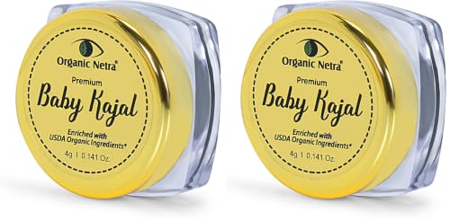 Image of Organic Netra Baby Kajal 4g for Newborns Water-Resistant Smudgeproof Longlasting Enriched with Natural Organic Ingredients Safe for Sensitive Baby Skin No Harmful Chemicals Matte Finish (Pack of 2)