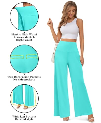 JZC Women's Palazzo Lounge Pants Stretchy Wide Leg Casual Pants Comfy High Waist Flowy Pants S-3XL