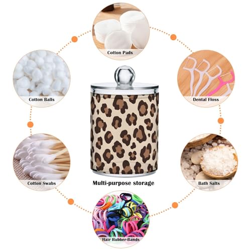 Botes para discos de algodón que solucionan el desorden del baño con estilo de leopardo 6