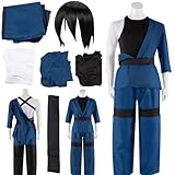 Shinmon Benimaru Costume,Fire Force Shinmon Benimaru cosplay Outfit Benimaru Uniform Blue Men Halloween (Black, X-Small)