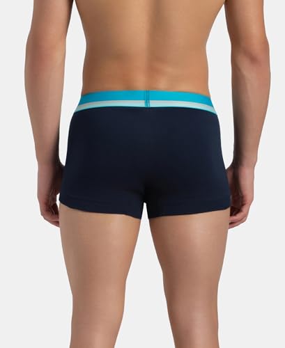 Image of Jockey FP03 Men's Super Combed Cotton Rib Solid Trunk with Ultrasoft Waistband Navy S