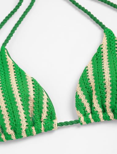 Image of ZAFUL 2 Piece Triangle Bikini for Women Knitted Rope Halter Bikini Sets Sexy Bathing Suit Side Tie Swimsuits Beachwear