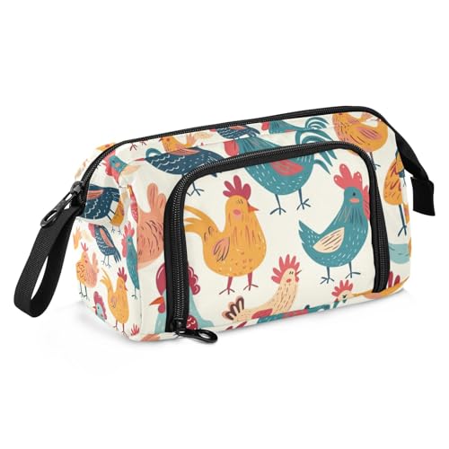 Image of Big Capacity Pencil Case,Colorful Cute Chicken Pen Bag Pouch Holder Stationery Bag School College Office Organizer for Teen Adults Student