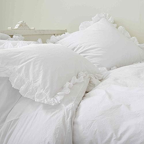 Cotton Shams - Soft Luxurious 2-Piece Frilled Corner Ruffle Pillow Shams 100% Cotton 400 Thread Count Pillow Covers (12 x 16 inches, White) image 4