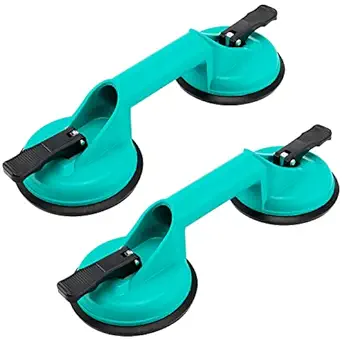 MAHIONG 2 Pack Glass Suction Cup, Green Heavy Duty Aluminum Alloy Handle Glass Puller Lifter Tile Suction Cup Floor Gap Gripper for Glass, Floor, Window, Tile, Mirror