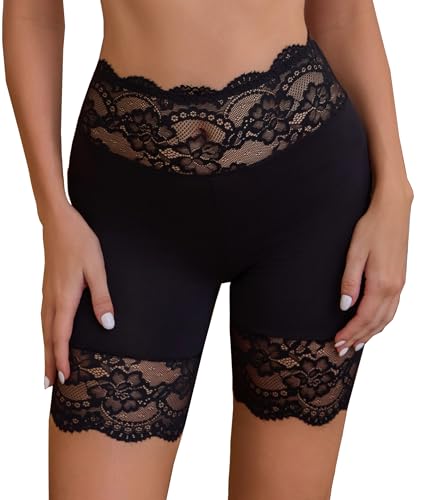 Hibluco Slip Shorts For Under Dresses Lace Women Anti Chafe Tummy Control Shapewear