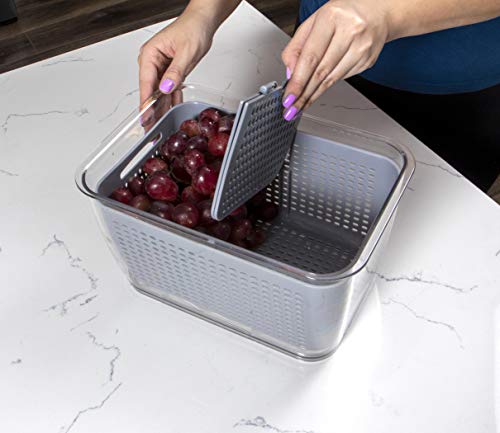 Kitchen Spaces Gray Colander Bin Variety Pack, Fridge Organizers, Produce Storage, Keep Vegetables Fresh, Lettuce, Grape Or Strawberry Holder, Three Sizes #TOP2