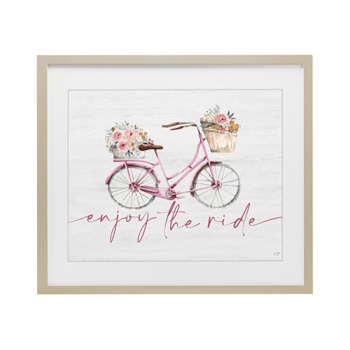 Lux + Me Designs Stupell Industries 'Enjoy The Ride Bicycle'�A�K���X���t���[���v�����g�A�u���E���A40.5 x 13.8cm�A�|���₷�����A�č���
