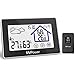 Produktbild MVPower Funk Wetterstation, Digitale Funkwetterstation mit Außensensor weißes Backlight-Display mit Innen-Außenthermometer Hygrometer-Sensor, Wetterstation Uhr,DatumsanzeigeSchwarz