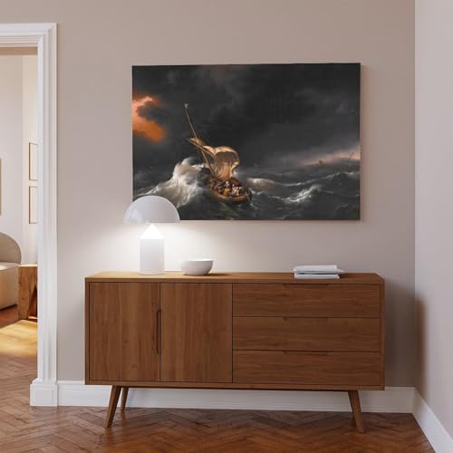 Toile le Christ dans la tempête par Ludolf Backhuysen en version grand cadre durable - 6