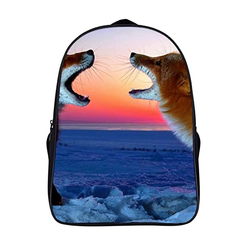 Sac à dos unisexe motif renard 3D style tendance pour ados et adultes de 40x28x16cm