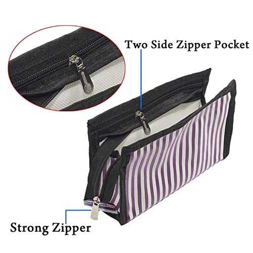 Image of SNDIA 3 Pc Cosmetic Bag Set, Shaving Kit Bag for Men, Toiletry Travel Bag, Makeup Organizer, Cosmetic Bag for Girls Zippered Pouch Set (Purple & Black, 24.5x10.5x15 cm)