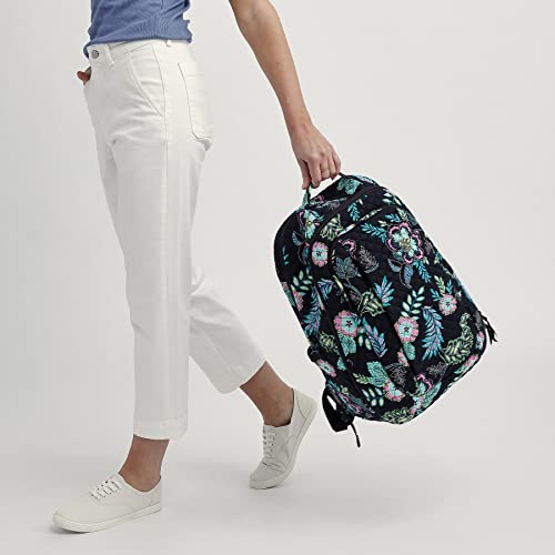 Image of Vera Bradley Women's, Cotton Large Travel Backpack Travel Bag, Perennials Noir Dot, One Size