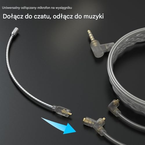 Cubilux Kabel MMCX 3,5 mm z mikrofonem wysięgnika, wymienny przewód MMCX z mikrofonem do SE215, SE315, SE425, SE535 i innych, 4 metry
