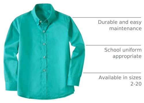 Image of Boys' Button Down Dress Shirts Kids Long Sleeve Solid Collared Uniform Shirt for Toddler Boy (Size 2T-20)