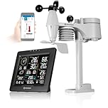 Bresser WLAN Wetterstation 8-in-1 mit Außensensor, WBGT-Hitzestress-Index, UV, Regen, Wind, Licht, WLAN, App-Steuerung, Raumklima, Wecker, Frostwarnung, schwarz