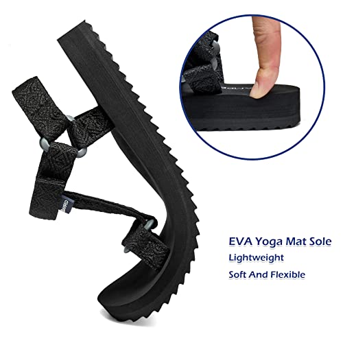 Ampeo Women's Arch Support Hiking Sandals Comfortable Summer Beach Walking Sport Athletic Water Sandals,Black,Size 8 #TOP1