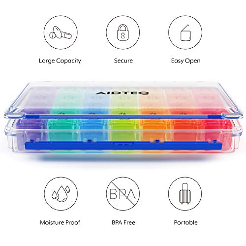 Aidteq Premium pillendoos organisator 7 dagen 4 keer per dag AM PM reisspillendispenser voor pillen, medicijnen en… - Image 4