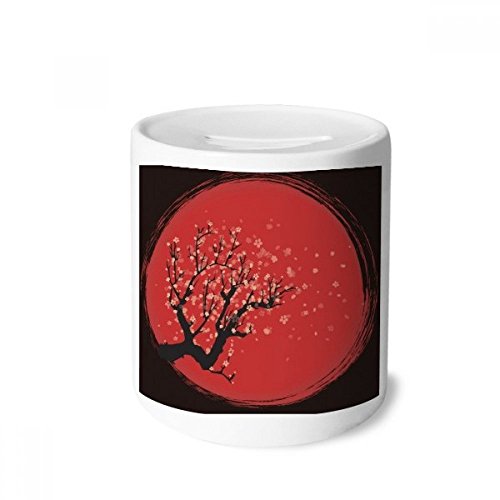 Tirelire en céramique motif de culture japonaise rouge et blanc pour décoration de bureau