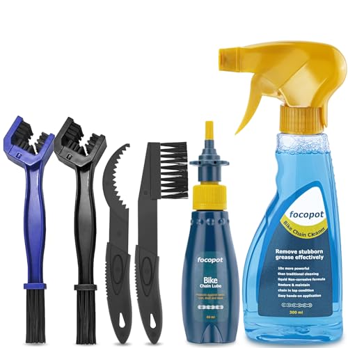 Bike Chain Lube and Cleaner Set Including Bicycle Degreaser,Wet Lubricant,Bike Cleaning Brush Tool for Cleaning Bike Chains,Rear Cogs.Lube 2oz,Degreaser 10oz