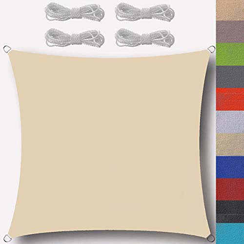 Voile d'ombrage en polyéthylène haute densité beige durable 4x4m
